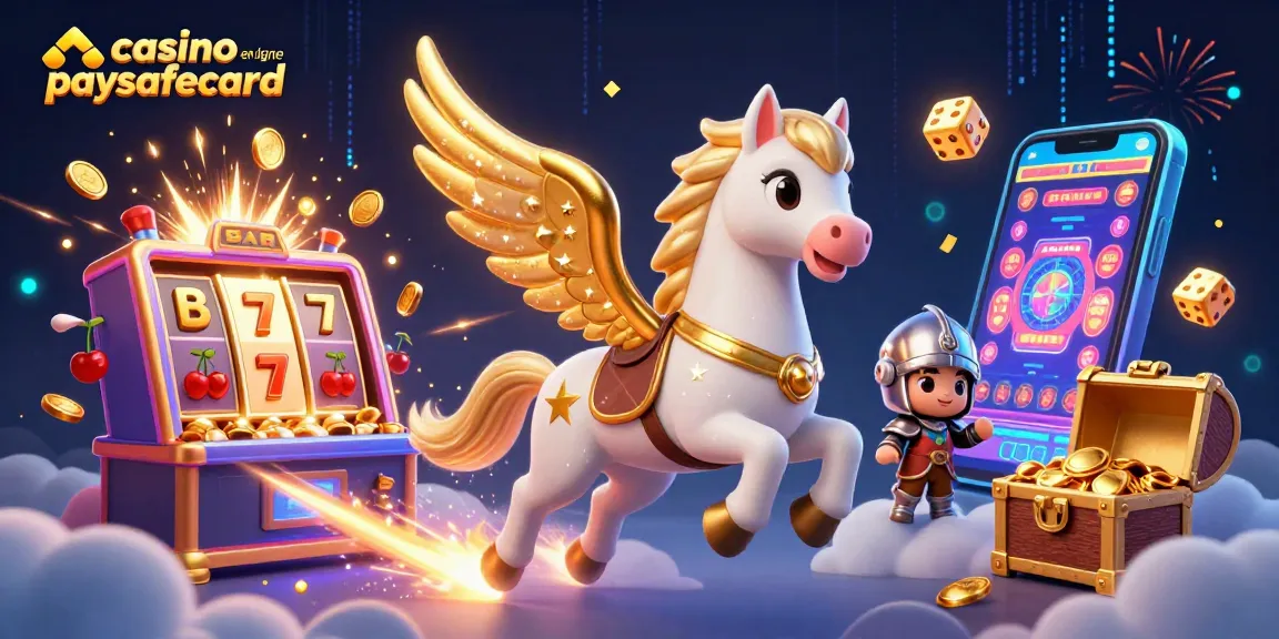 Profitez de l'expérience des casinos en ligne paysafecard avec une illustration captivante de jeux et de victoire.