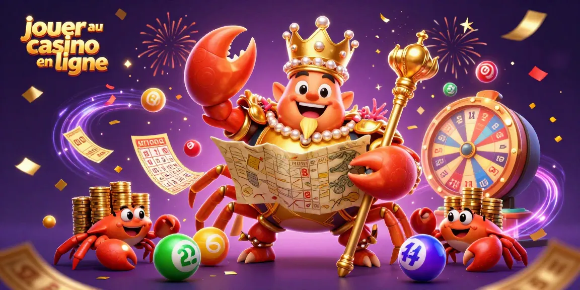 Jouez au casino en ligne avec des éléments de loterie dynamiques et un crabe en or majestueux.