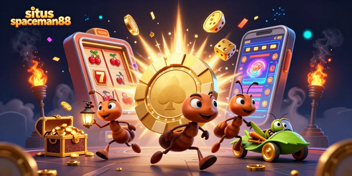 Experience excitement with situs spaceman88 as ants heist a giant poker chip amidst jackpot chaos.